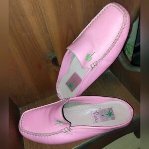 Lilly Pulitzer Cupcake Pink Leather Mocassins Loafers  size7